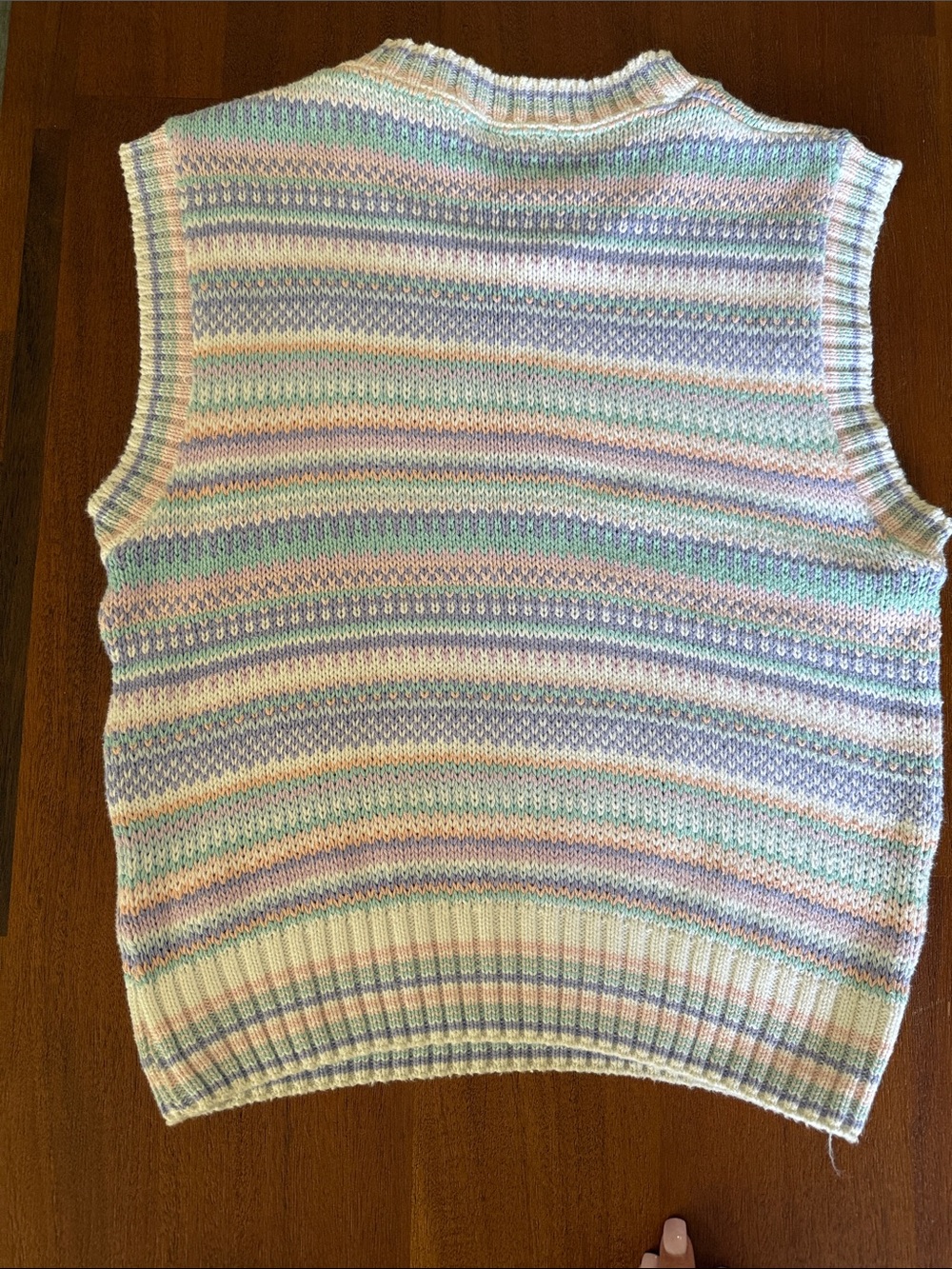 Lord & Taylor Pastel Striped Sleeveless Crewneck Sweater Vest - Picture 7 of 9